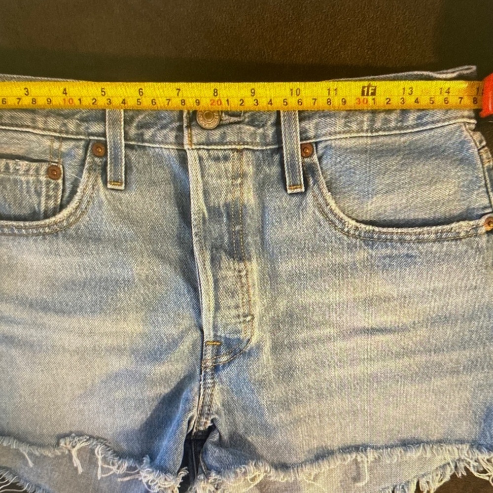 Levi's Light Wash Frayed Hem Denim Shorts - Picture 5 of 8